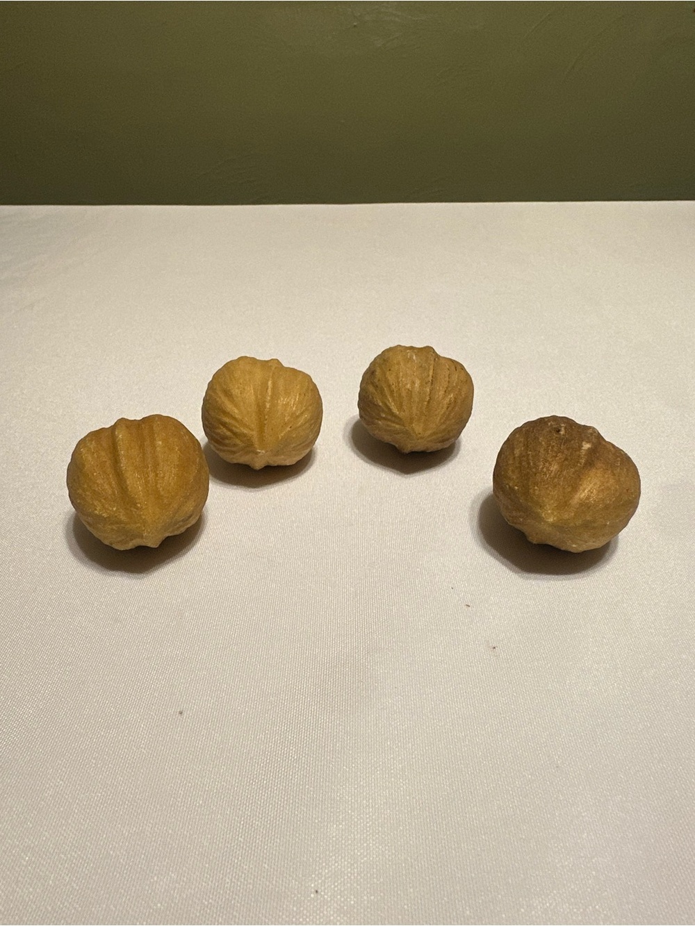 RARE Vintage stone marble nut italian Albaster stone carved walnut 2 in set of 4